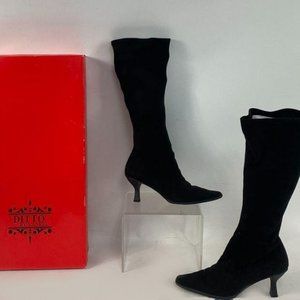 Black Faux Suede Tall Boots Size 7 Like New by designer DITTO
